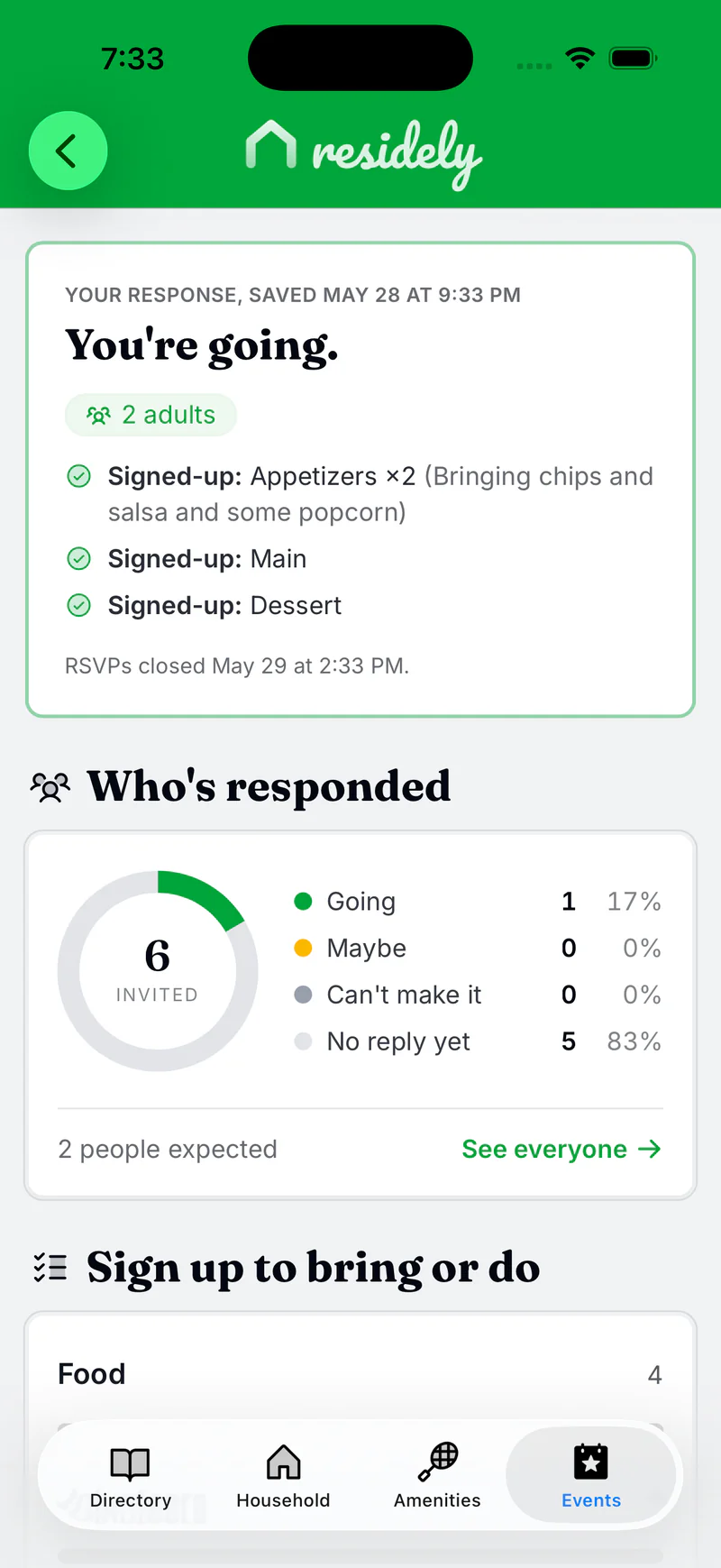 Residely Event RSVPs