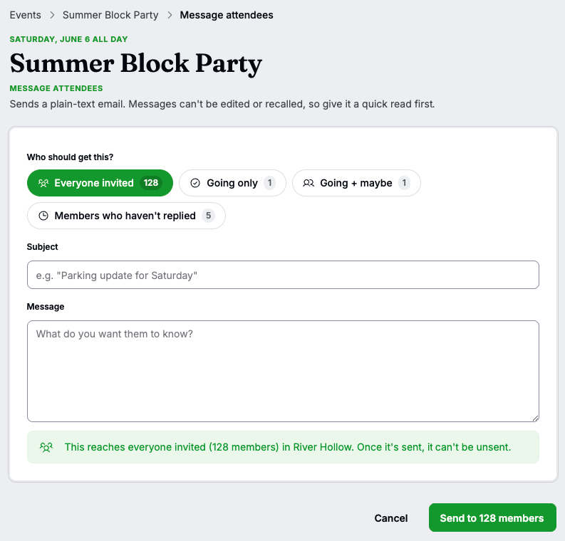 Residely message-attendees composer